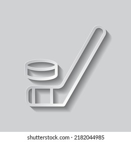 Vector de iconos simple de hockey. Diseño plano. Estilo de papel con sombra. Fondo gris.ai