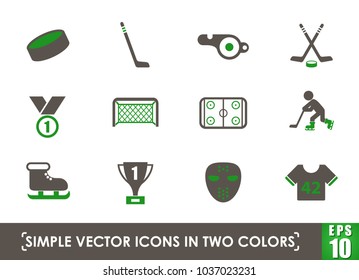 hockey simple vector icons in two colors
