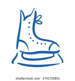 hockey skate hand draw style icon vector illustration design