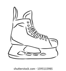 Hockey skate, sport shoes, vector illustration sketch 