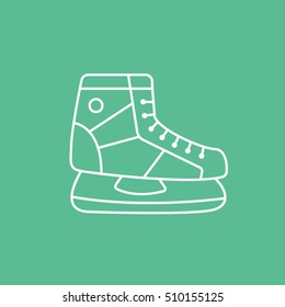 Hockey Skates Line Icon On Green Background
