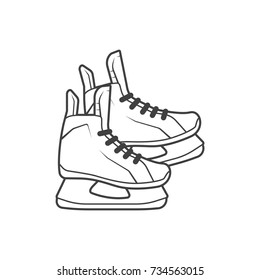 Hockey skates in outline style vector , stock illustration