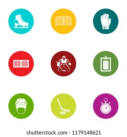 Hockey skill icons set. Flat set of 9 hockey skill vector icons for web isolated on white background