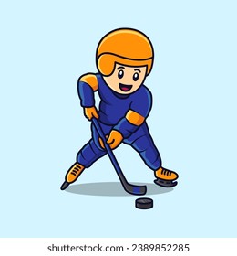 Hockey sport with cute illustrations, and easy to edit