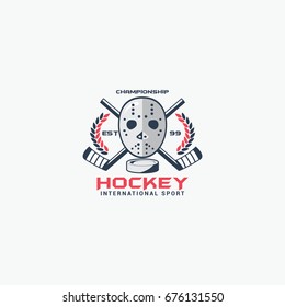 Hockey sport emblem logo vector