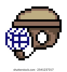 Hockey sport helmet in pixel art style