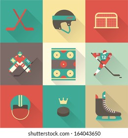 hockey sport icons vector