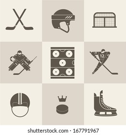 hockey sport icons vector