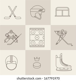 hockey sport icons vector