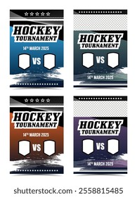 hockey sport league tournament poster design set