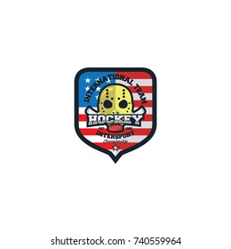 Hockey sport logo american theme background vector