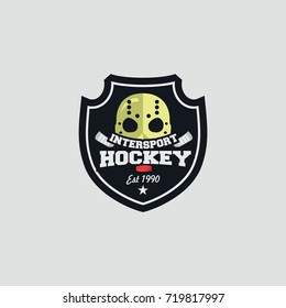 Hockey sport logo black background vector