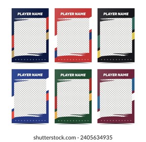 Hockey Sport player trading card frame border template design flyer set vector