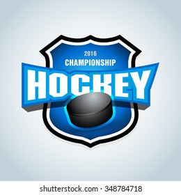 Hockey sport team logotype template. Hockey team logo template. Hockey emblem, logotype template, t-shirt apparel design. Sport badge for tournament or championship.