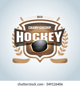 Hockey sport team logotype template. Hockey team logo template. Hockey emblem, logotype template, t-shirt apparel design. Sport badge for tournament or championship.