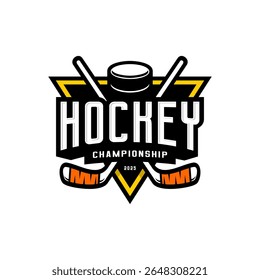 HOCKEY sport team, stick crossed and puck 