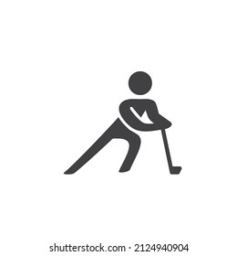 Hockey sport vector icon. filled flat sign for mobile concept and web design. Hockey player glyph icon. Symbol, logo illustration. Vector graphics