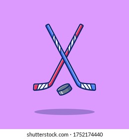 Hockey Sport Vector Icon Illustration. Sport Hockey Icon Concept Isolated Premium Vector. Flat Cartoon Style 