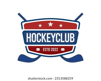 Hockey sports badge logo design vector