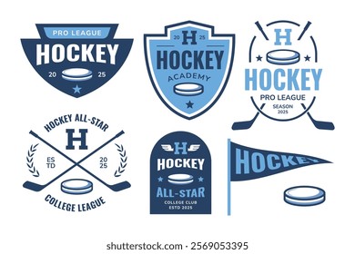 Hockey sports badge, logo, patch. Team club league emblem design template.