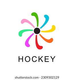 Hockey sports circle event celebration  logo design vector free Royalty image  