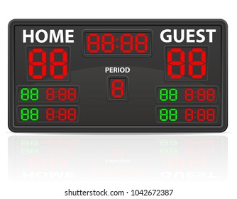 hockey sports digital scoreboard vector illustration isolated on white background