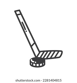 hockey sports doodle isolated icon