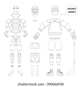 Hockey sports form set. Vector hockey  sports form in flat style. Isolated hockey  sports form on white background. Hockey  sports form template.