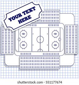 Hockey Stadium on the sheet in a cage. View from above. Vector illustration.