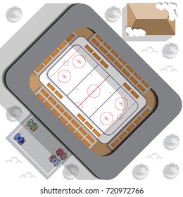 Hockey Stadium. View from above. Vector illustration.