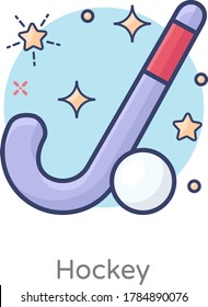 Hockey stick with ball, icon in modern flat style 