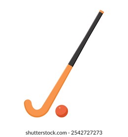 Palo de hockey con la bola aislada en el fondo blanco, Ilustración vectorial