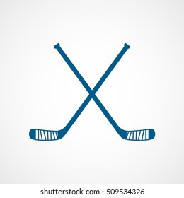 Hockey Stick Blue Flat Icon On White Background