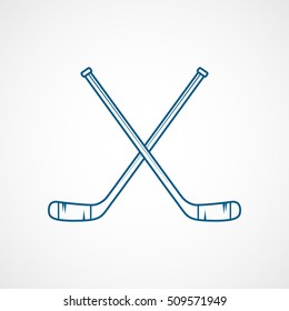 Hockey Stick Blue Line Icon On White Background