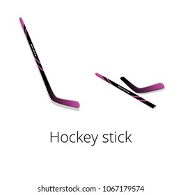 Hockey stick and broken hockey stick purple