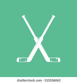 Hockey Stick Cross Flat Icon On Green Background