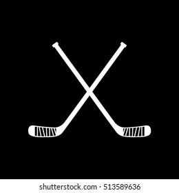 Hockey Stick Cross Flat Icon On Black Background