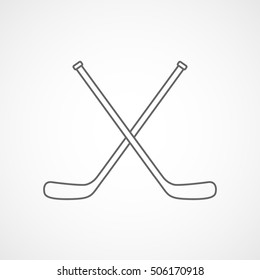 Hockey Stick Cross Line Icon On White Background 
