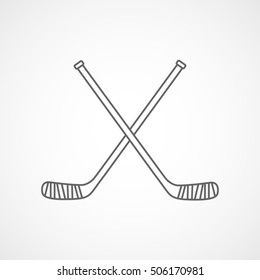 Hockey Stick Cross Line Icon On White Background 