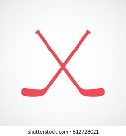 Hockey Stick Cross Red Flat Icon On White Background