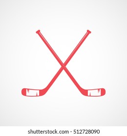 Hockey Stick Cross Red Flat Icon On White Background