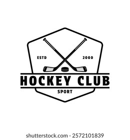 hockey stick crossed logo design concept vintage retro badge style