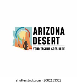 Hockey Stick , desert, cactus, sun or moon, Arizona maps image graphic icon logo design abstract concept vector stock. Can be used as a symbol related to sport or desert