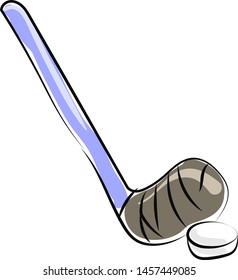 Hockey stick drawing, illustration, vector on white background.