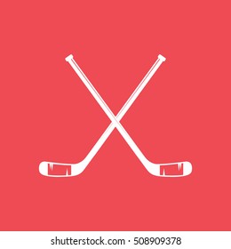 Hockey Stick Flat Icon On Red Background