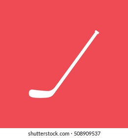 Hockey Stick Flat Icon On Red Background