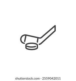 Hockey Stick Handling line icon. linear style sign for mobile concept and web design. Hockey stick and puck outline vector icon. Symbol, logo illustration. Vector graphics