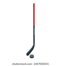 Hockey stick icon isometric vector. Ice rink. Sport field