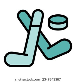 Hockey stick icon outline vector. Interior shop. Sport store color flat