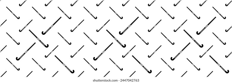 Hockey Stick Icon Seamless Pattern, Hockey Sport Accessories Vector Art Illustration